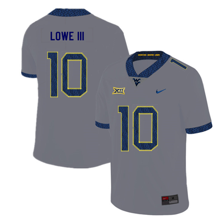 NCAA Men's Trey Lowe III West Virginia Mountaineers Gray #10 Nike Stitched Football College 2019 Authentic Jersey GS23K22GZ